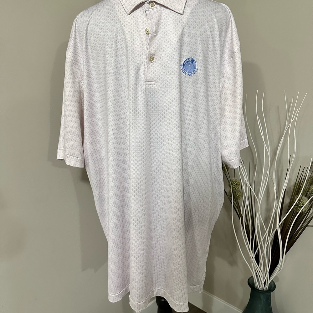 Peter Millar White Golf Shirt with Subtle Print